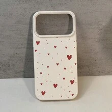 Heart Print Faux Leather Texture Anti-Fall Anti-Scratch Anti-Slip Phone Case Set, Kawaii Heart Aesthetic Design Compatible With IPhone 11/12/13/14/15/16/16 Plus/17/17 Pro/17 Pro Max - Multicolor - View 3