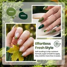 Beetles 6 Colors Forest Whisper Green Gel Nail Polish Set, Green Gel Polish Kit, Soak Off UV LED Summer Nail Art Manicure - 6 Colors Forest Whisper Green - 查看 4