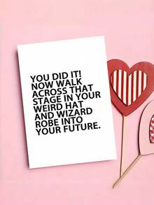 1pc Humorous Graduation Card With Envelope - "You Did It! Funny Hat And Gown" Perfect Graduation Gift For Male And Female Graduates, Suitable For High School And College Graduates, Blank Inside - Multicolor - View 4