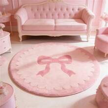 1 pieza Alfombra decorativa estilo lazo rosa crema, alfombra esponjosa y cómoda, alfombra para sala de estar, alfombra para dormitorio, alfombra para vestidor, alfombra para entrada, alfombra para cocina, alfombra para lado de la cama, duradera y a prueba de polvo, alfombra de decoración del hogar, regalo de Año Nuevo, regalo para familia y amigos, alfombra para lado de la cama - Multicolor - Ver 2