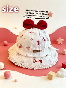 Personalized Custom 1pc Bow Style Soft Hat - Multi-Color Options, Customizable Embroidered Name/Letter Sun Hat, Sweet, Fashionable, Cute, Lightweight Bucket Hat, Practical Birthday/Holiday Gift. Perfect For Spring/Summer Outdoor, School, Play - Multicolor - View 4