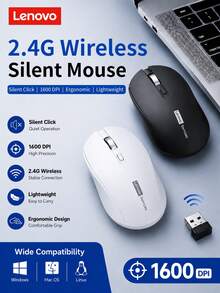 Lenovo 2.4G Wireless Silent Mouse 1600DPI USB Office Mouse Ergonomis Ringan Portabel untuk Laptop, Kantor, dan Belajar - View 2