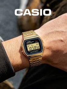 CASIO Retro Daily Essential: Unisex Gold Stainless Steel Digital Electronic Watch,  Stopwatch, Night Light Display A159WGEA-1D - Gold - View 5