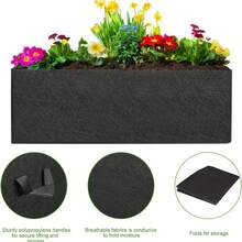 1pc Gardening Grow Bag With Handle, Multi-Size Felt Planter Bag, Rectangular Seedling Pot, Suitable For Vegetables, Tomatoes, Potatoes - Black - View 3