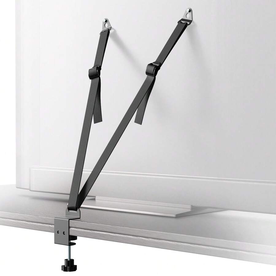 Adjustable TV Or Computer Strap: No-Drill Adhesive Anti-Tip Furniture Safety Device, Provides Stable Protection, Can Secure Computer, TV To Wall, Cabinet Or Desk, Equipped With Shock-Absorbing Strap - View 1