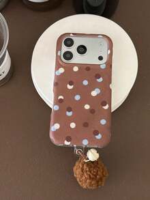 Blue, Brown, Beige Simple Polka Dot Contrast Color Korean Style Phone Case Compatible With Apple 17 Pro Max, 15 New Version, 16 Pro, Suitable For Women, Shock-Proof Full Coverage Protection - Brown - View 16