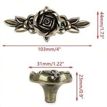 4pcs Vintage Rose-Shaped Drawer Pulls: Suitable For Dresser, Nightstand, Wardrobe And Cabinet Doors In Classic Style - bronze - View 2