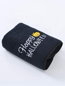 Halloween Letter Pumpkin Embroidered Towel Set, Soft Absorbent Black Microfiber Bath Towel, Spooky Halloween Decor Hand Towel For Bathroom, 1/3pcs Holiday Gift Towels - Black - View 15