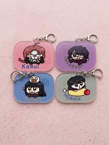4PCS Gintama Colorful Square Acrylic Keychains, Fashionable Japanese Text Bag Charms, Cute Keychain Accessories, Backpack Decoration, Perfect Gift For Fans, Holiday Gift, Suitable For Men And Women - Multicolor - View 8