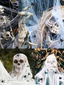 Spider Web Halloween Decoration, With Realistic Spider, Super Elastic Spider Web, Suitable For Halloween Indoor/Outdoor Party Supplies - Spider Web - View 5