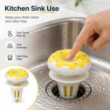 Cute Donut Shaped Plastic Bathroom Sink Stopper, Pop-Up Sink Drain Plug, Press-Type Odor-Proof Stopper - View 2