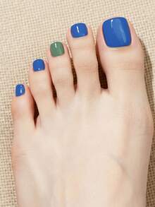 New Cross-Border Semi-Cured Gel Toe Nail Stickers, Glitter Shiny Design, In Stock Wholesale, Waterproof And Long-Lasting - Dusty Blue - View 4