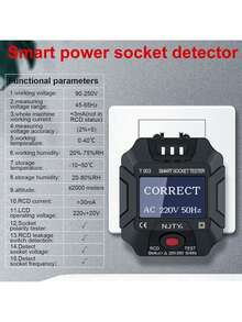NJTY 1pc Smart Outlet Tester With LCD Display, AC 110-250V Socket Tester, Ground/Neutral/Live Wire Detector, RCD GFCI Test, US/EU/UK Plug, For Home Electrical Safety Inspection - Multicolor - View 7