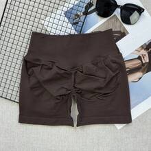 Women's Athletic Shorts, Criss-Cross Waistband Design, Yoga Shorts Sports Summer - Mocha Brown - View 7