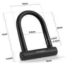 ROCKBROS 1 buah Kunci Sepeda Berbentuk U dengan Kabel Baja, Kunci Sepeda Anti-Pencurian Berkekuatan Tinggi dengan Kabel Baja 4 Kaki - MultiWarna - View 7