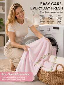 Soft Rose Embroidered Absorbent Towel, Quick-Dry No Shedding, Kitchen Cleaning, Ultra-Fine Fiber Quick-Dry Bathroom Hand Towel, Home Kitchen Decorative Towel, 1pc / 2pcs / 4pcs Optional - Multicolor - View 7