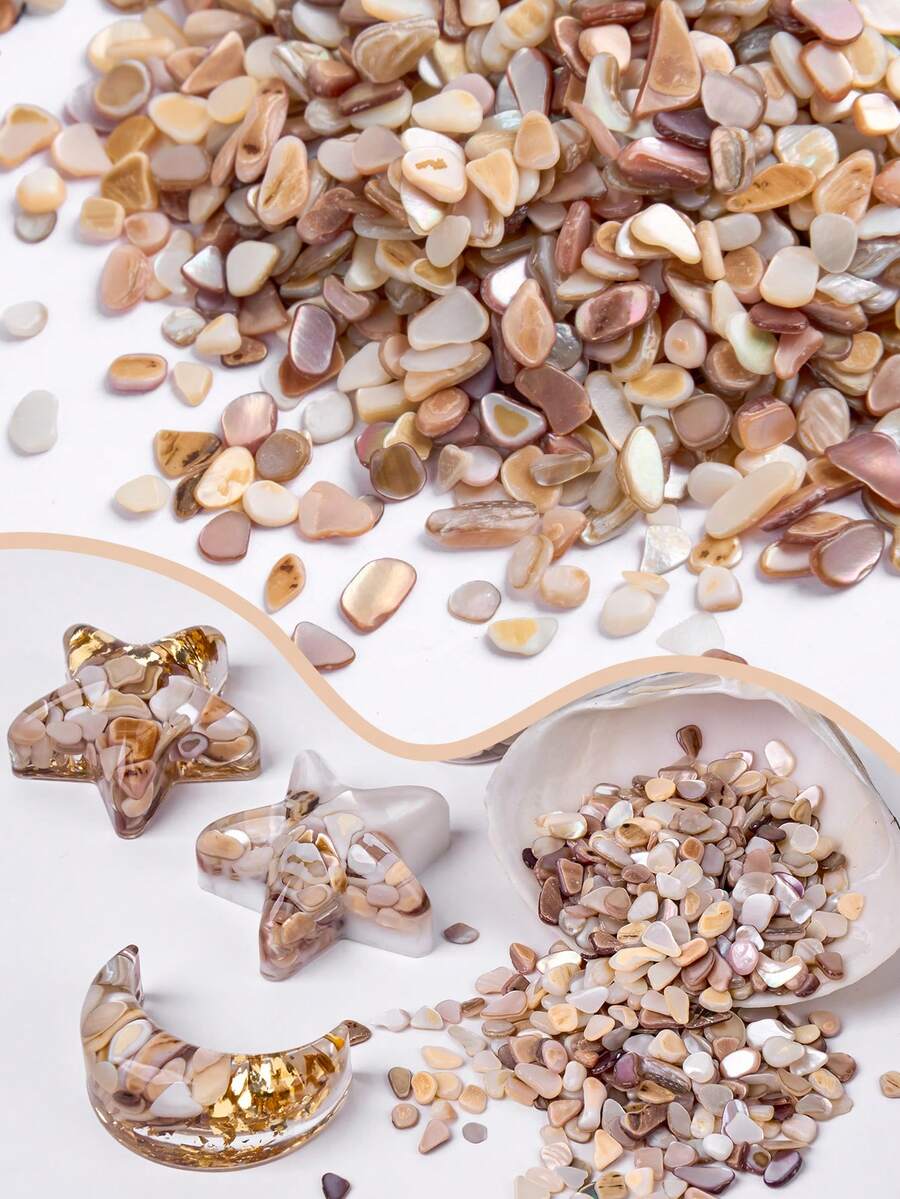 1 Bag/100g Decorative Beads Colorful Shell Slices, Shell Filling Material, Suitable For Silicone Mold Filling, DIY Crafts, Epoxy Resin Molds, Creative Keychains, Jewelry Making - White - View 1