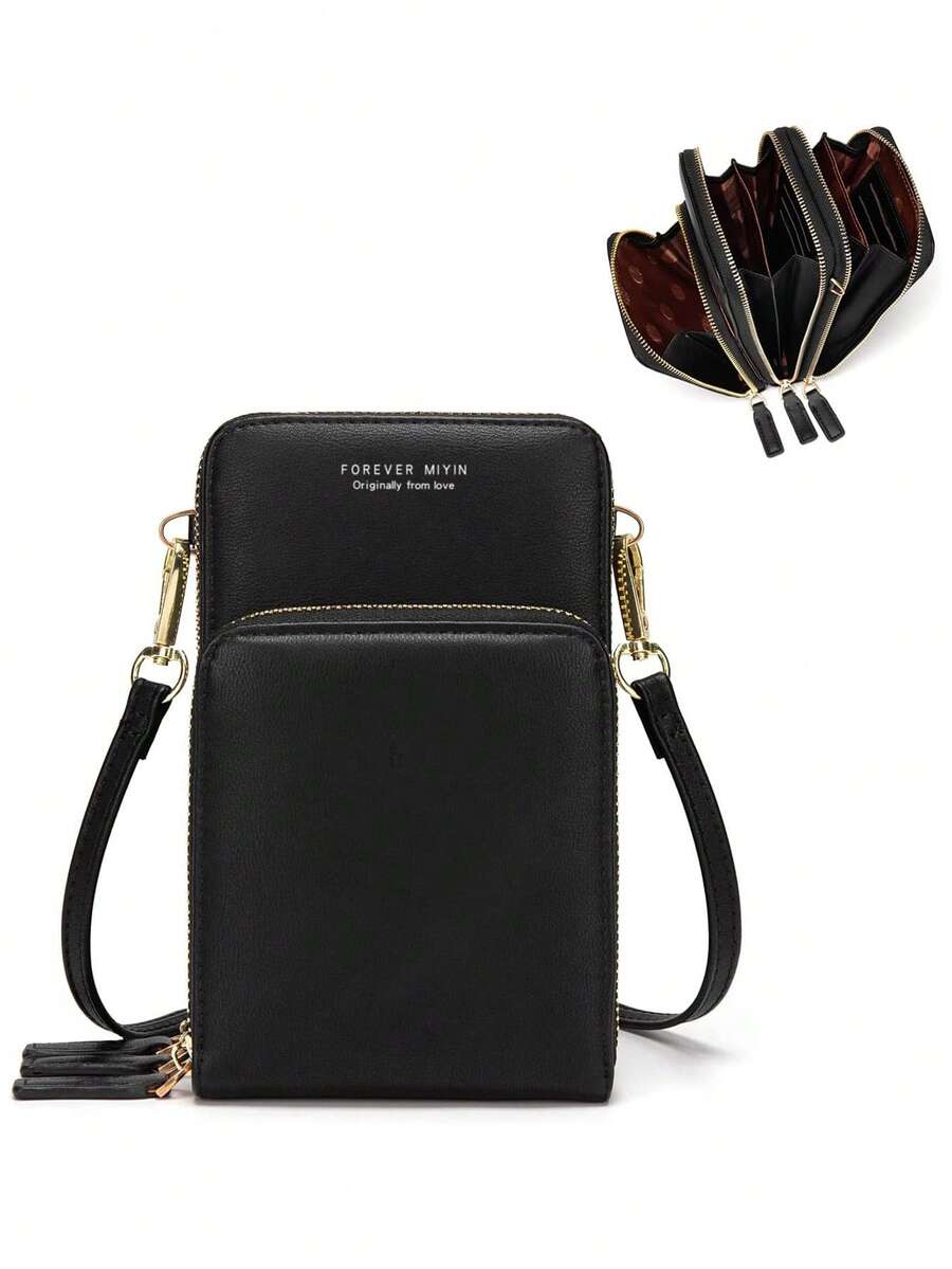 Tas Selempang Ponsel Kecil dengan Tali Pergelangan Tangan & Tali Tangan yang Dapat Dilepas, Dompet Portabel Multifungsi Modis dengan Banyak Kantong Resleting & Slot Kartu - MultiWarna - View 1