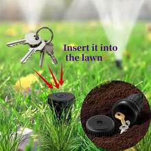 Sprinkler Schlüsselversteck - Realistisches Schlüsselversteck (versteckter Kegel + Abdeckung), Diebstahlsichere Schlüsselaufbewahrungsbox - Wasserdichter Schlüsselsafe für Garten, Hof und Rasen, leicht in den Gartenrasen unterirdisch einzufügen, wasserdicht und korrosionsbeständig - A - Übersicht 3