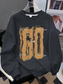 2pcs/Set Big Boys Outfit, Round Neck Sweatshirt With Simple Print Design, Paired With Minimalist Casual Cargo Pants, Comfortable Autumn/Winter New Style - Dark Grey - View 4