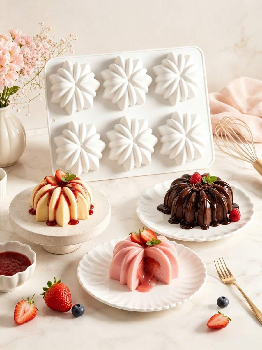 Petal, Peanut, Pistachio And Raspberry Silicone Molds, Platinum Silicone Material, Suitable For Mousse Cake, Filled Chocolate, Pudding And Jelly, Halloween And Christmas Party Decoration, Oven And Freezer , Temperature Range -40℃ To 230℃ - White - View 1