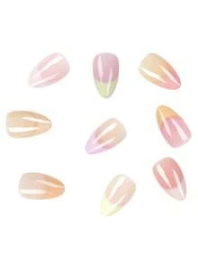 216 pezzi Unghie finte adesive nude francesi a forma di mandorla corta, unghie artificiali in acrilico lucido riutilizzabili, adatte per il pendolarismo quotidiano e la manicure naturale di tutti i giorni, forniture per manicure fai-da-te da salone per donne - Multicolore - Visualizzare 5