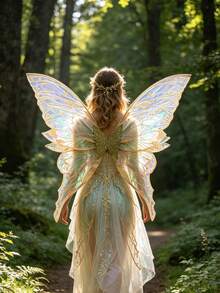 1pc Large Gold Foil Butterfly Wings, Shiny Transparent Angel Fairy Wings, Suitable For Cosplay, Various Festivals, Parties, Bars, Elf Parties And Halloween - Multicolor - View 13
