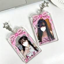 1 buah Tempat Kartu Akrilik Pita Merah Muda, Klip Kartu Akrilik Transparan 3 Inci, Elemen Bintang & Pita Merah Muda, Tempat Kartu Foto Album Idola K-Pop, Tempat Kartu Foto Akrilik Transparan, Cocok untuk Kartu Foto Bintang 3 Inci, Kartu Identitas Pelajar, Penyimpanan & Pajangan Kartu Bus, Gantungan Kunci, Liontin Tas, dll. - penutup kartu - View 7