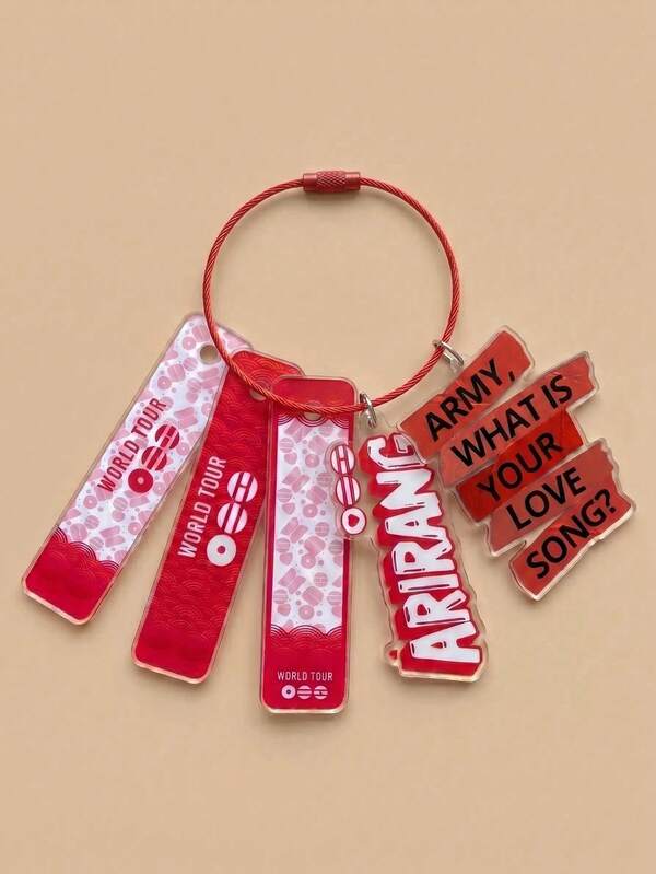 5pcs ARMY Acrylic DIY Keychains, ARIRANG 2026 World Tour Concert Theme, K-Pop Friendship Bag Charms, Tour Merchandise, Concert Essentials, Tour Must-Haves, Fan Support Items, Fan Freebies, Perfect Decoration For Concert Bags. Perfect Gift For ARMY Fans, Party Favors And ARMY Theme Phone Decoration