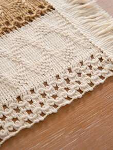 1pc Bohemian Style Woven Placemat, Rustic Farmhouse Burlap Table Mat With Tassels, Nordic Style Table Decor Mat, Coffee Table Mat, Home Bowl & Plate Mat, Home Decor - Multicolor - View 9