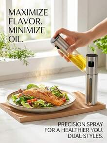 Glass & Stainless Steel Oil Sprayer, Press-Type Fine Mist Leak-Proof Oil Bottle, Suitable For Baking, Grilling, Cooking, Simple Press-Type, Dedicated For Cooking & Grilling, Kitchen Essential Tool - Multicolor - View 10