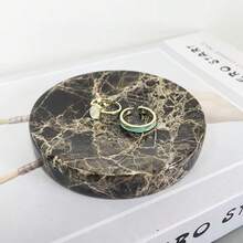 Natural Marble Round Tray, Luxury Jewelry Storage Dish, Living Room Bathroom Desktop Decor - Dark Brown Mesh - View 5