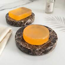 Natural Marble Round Tray, Luxury Jewelry Storage Dish, Living Room Bathroom Desktop Decor - Dark Brown Mesh - View 4