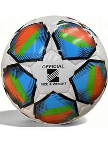 1pc No. 2 Pentagram Style Football, A Durable Football For Outdoor Training And Recreation, Backyard, Park And Beach Kicking - Multicolor - View 1