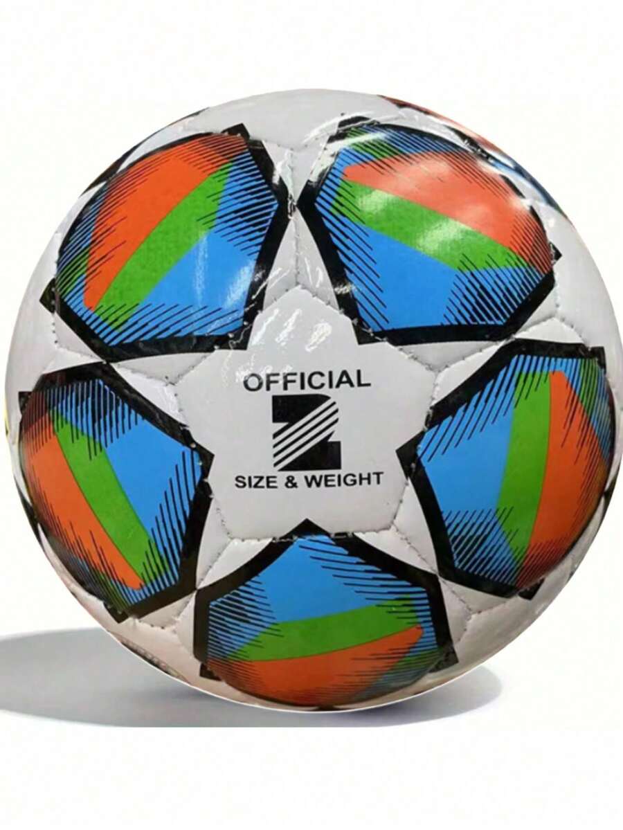 1pc No. 2 Pentagram Style Football, A Durable Football For Outdoor Training And Recreation, Backyard, Park And Beach Kicking - Multicolor - View 1