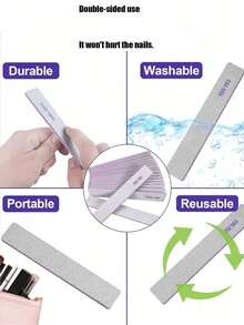 2pcs Professional Nail File,180/100 Nail File For Natural Nails, Nail File Double-Sided Washable Fine Grain Nail File For Home And Salon Use. - A - View 2