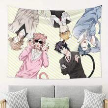 1 buah Permadani Anak Laki-laki Bertelinga Kucing Lucu, Kain Poliester Cetak 2D, Dekorasi Dinding Multifungsi, Cocok untuk Asrama, Kamar Tidur dan Ruang Tamu, Pilihan Ideal untuk Penggemar BL dan Anime - MultiWarna - View 1