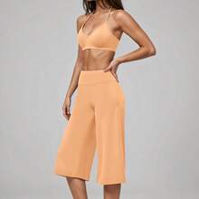 Women's 2 Pieces Summer Set, Tank Top With Short Wide-Leg Pants, Suitable For Vacation, Date And Daily Wear. Sports Outfit - Orange - View 4