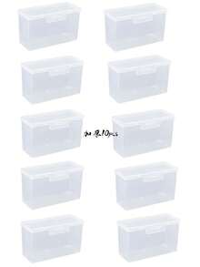 10件/8件/4件/3件/2件/1件 小物品收納盒 透明翻蓋扣卡塑膠盒 化妝棒牙線牙籤卡片收納盒 薄膜收納盒 - 無色 - 查看 8