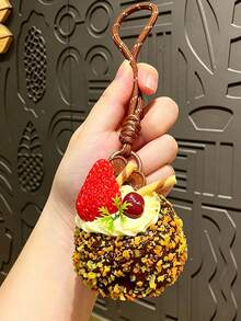 1個餅乾鑰匙圈 草莓蛋糕鑰匙圈 創意蝴蝶結愛心造型手機掛繩 鑰匙圈 包包吊飾配件 - 包包飾 - 查看 10