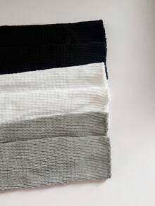 1 Pair Of Autumn And Winter White Knee-High Socks. Grey Terry Socks, Warm High-Cut Socks, JK Socks, Slouchy Socks - Multicolor - View 9