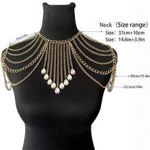 1pc Sexy Acrylic Gemstone Metal Chain Multi-Layer Tassel Body Chain For Women, Suitable For Daily Wear Or Party - Silver - View 6