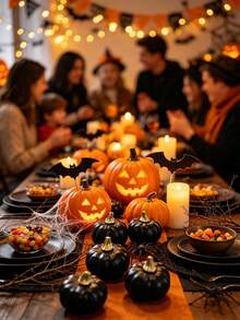 4 Stück schwarze künstliche Kürbisse, geeignet für Halloween, Zuhause, Schreibtisch, Party, Thanksgiving und Erntedekoration, anwendbar für Innen- und Schlafzimmerszenen, schwarze Schaumstoff-Kürbisse - Übersicht 6