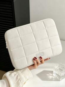 Fashionable Fluffy Quilted Laptop Sleeve, Fits 13/14/15.6 Inch Laptops, Soft Cotton Padded Tablet/Laptop Bag, Compatible With MacBook Pro/Air, Shockproof Laptop Sleeve With Zipper, Lightweight Unisex Computer Bag, Cute Feather Design, Portable Laptop Sleeve, Suitable For School, Work And Travel, Protective Case, Essential Laptop Sleeve For College - Multicolor - View 1