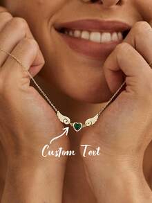 Custom Birthstone Necklace, Angel Wings Necklace, Anniversary Gift, Birthday Gift, Graduation, Grandma Gift For Mom,Mothers Day Gift For Her - Multicolor - View 2