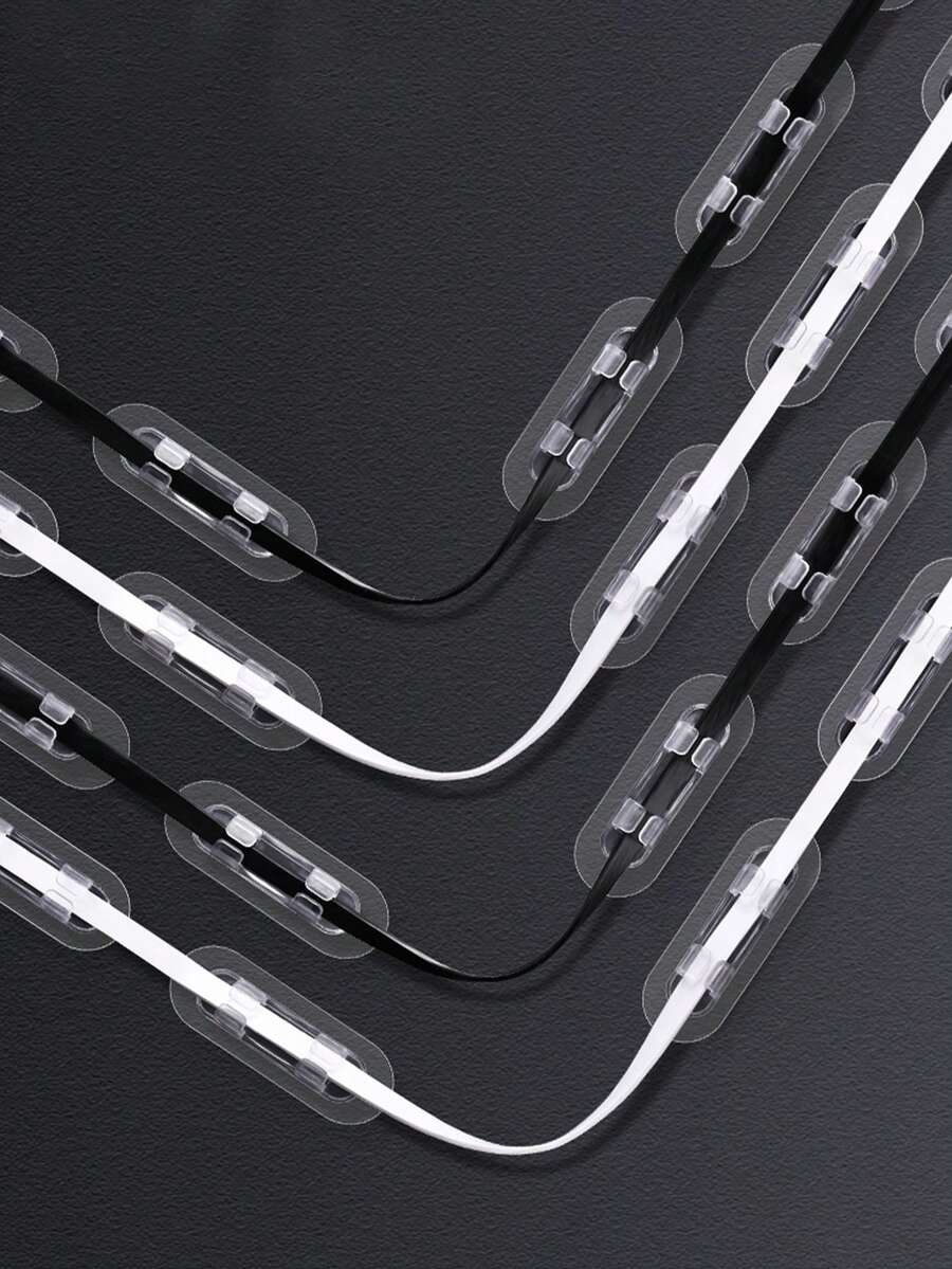 5/15/20pcs No-Drill Cable Clips, Socket Cable Network Cable Data Cable Fixing Clips, Self-Adhesive Network Cable Organizer, Cable Clips, No-Nail Organizer - Clear - View 1