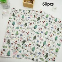 10/30/60pcs,Size 50*35cm,Wrapping Tissue-Cartoon Christmas Tree, Colorful Lights, Snowman Pattern Wrapping Paper, Birthday Party Decoration Paper, Gift Wrapping Tissue, Suitable For DIY, Bouquet Wrapping, Wedding Decoration, Christmas, Valentine's Day, Halloween, Summer - Multicolor - View 11
