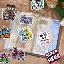 50/100Pcs Positive Inspirational Stickers, Quote Waterproof Stickers Motivational Self Affirmation Floral Text Decals For Journal Notebook Water Bottle Laptop Luggage Scrapbook, Back To School - A - View 3