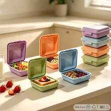 Macaron Snap-Lock Sandwich Box 350ml PP Mini Portable Fresh-Keeping Container Microwave Dishwasher Student Office Outdoor Picnic Bread Fruit Snack Portion Box Christmas Halloween Party Kitchen Accessory - Multicolor - View 1