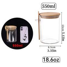 1pc Transparent Plastic Storage Jar With Bamboo Lid And Spoon, Airtight Moisture-Proof, Suitable For Kitchen Storage Of Sugar, Spices, Tea, Coffee, Flour, Nuts, Grains, Bath Salts And More - Kitchen Gadget - Multicolor - View 9